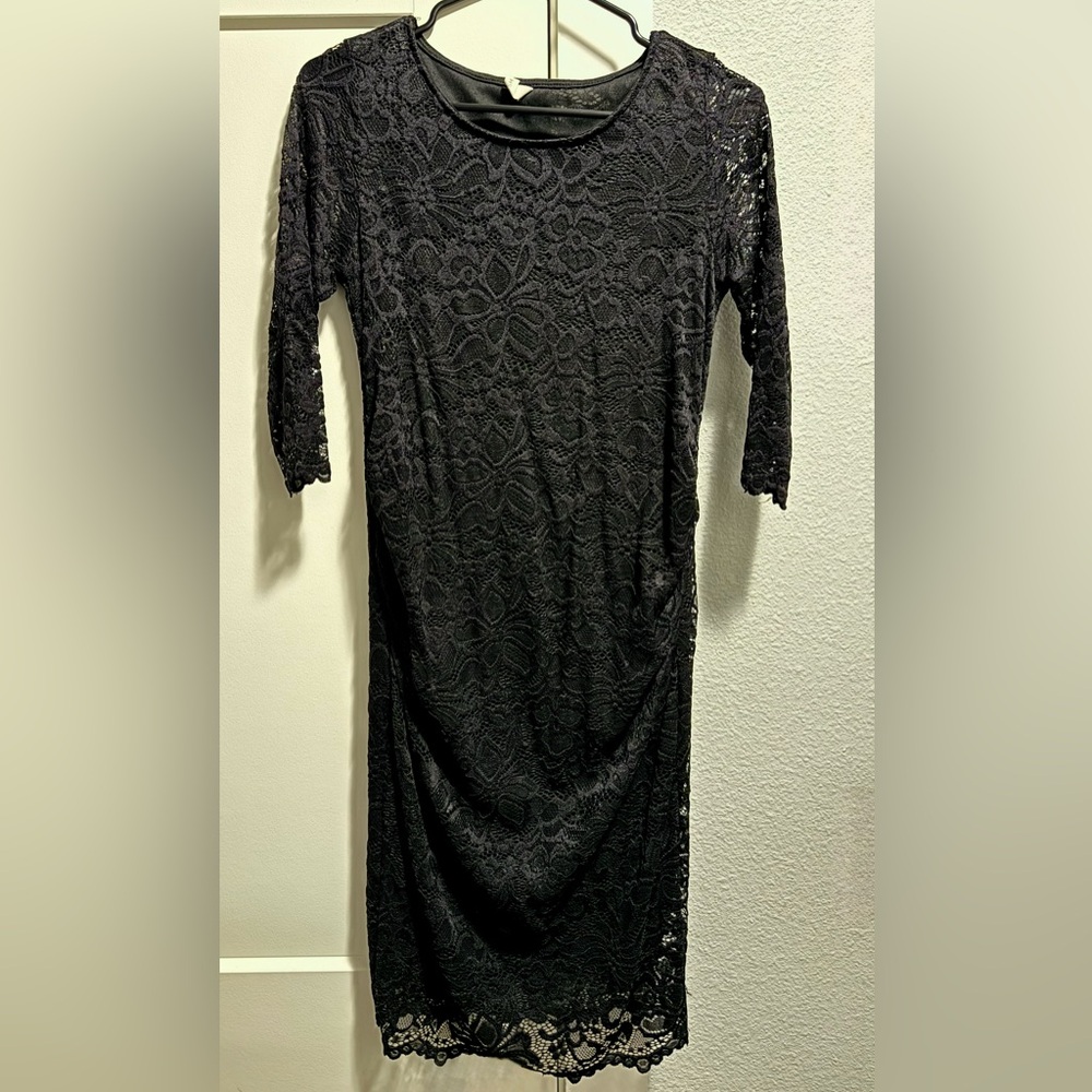 Maternity - Black Lace Fitted Dress